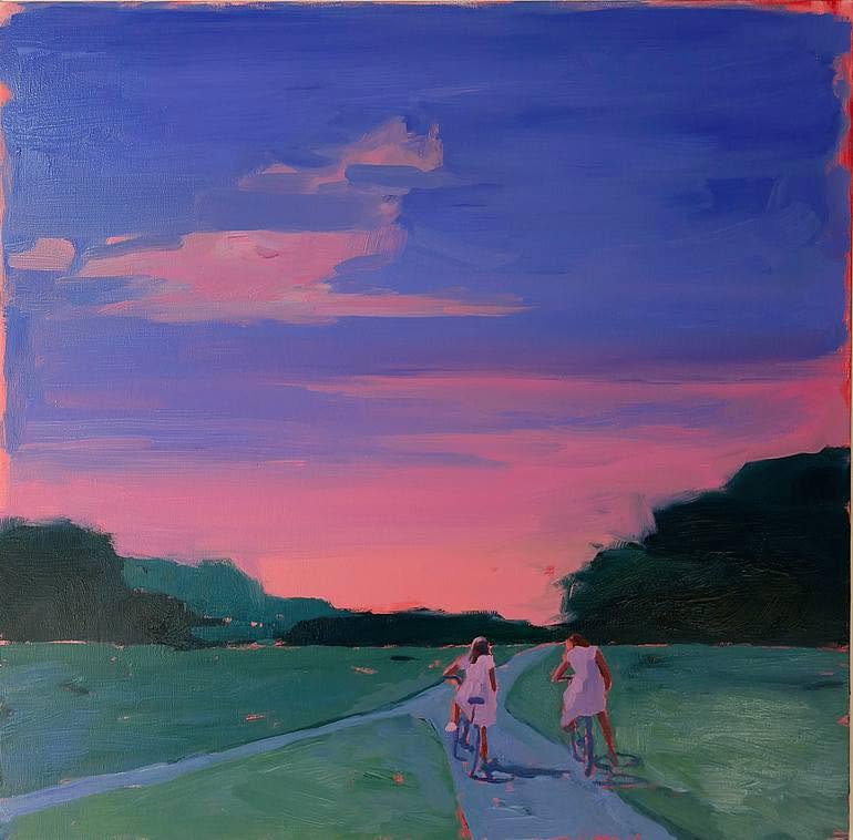 Yana Sagan Oils painting Summer evening summer walk with bicycles 2026