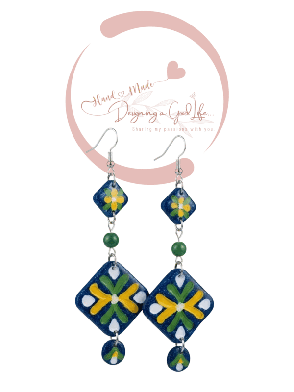 Portuguese Tiles Inspired Collection F Polymer Clay Earrings